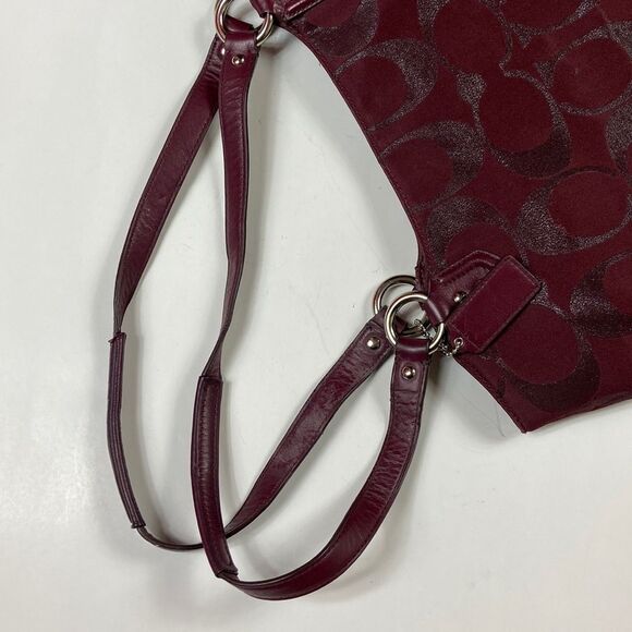 VTG,COACH SIGNATURE LUREX #F1382-F26246 BURGUNDY METALLIC COLOR WOMEN BAG #26246 - Picture 7 of 15